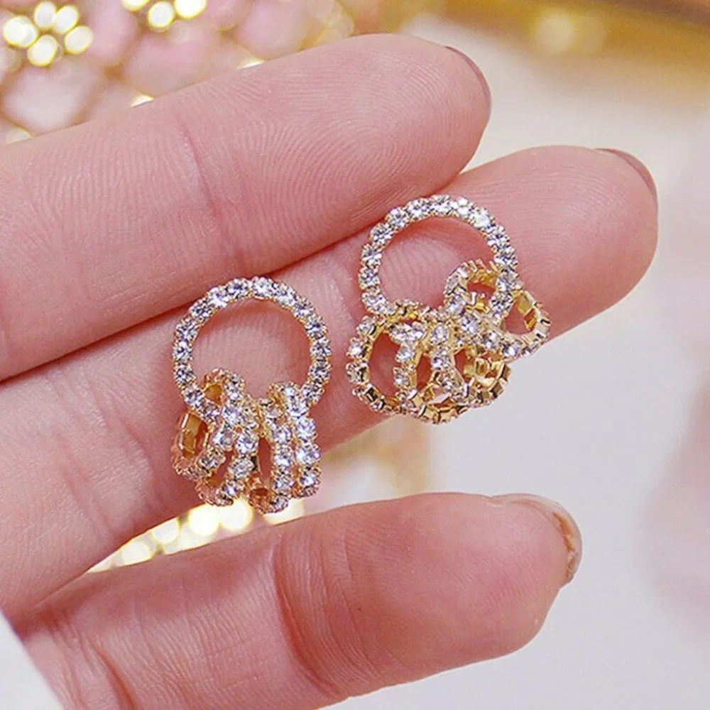 New Gorgeous 18k Gold 925 Silver Diamond Earrings